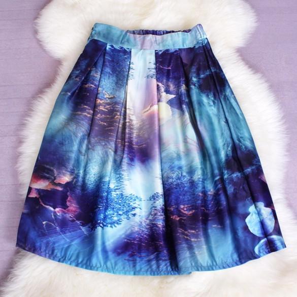 Women's Print Pleated Loose Knee Length Skirt - MeetYoursFashion - 9