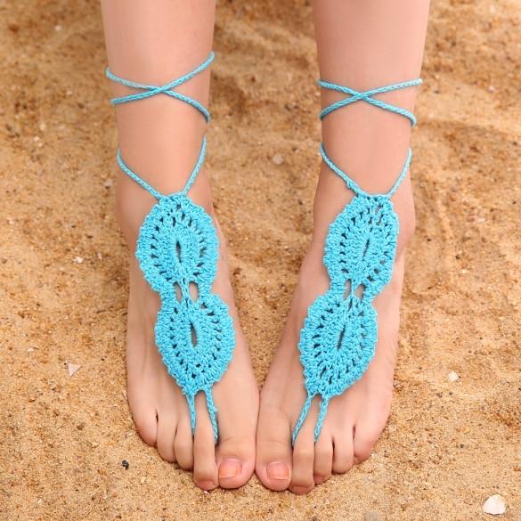 Fashion Women Hand-made Knit Crochet Adjustable Anklets Beach Barefoot Anklets