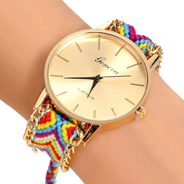 Handmade Braided Casual Women Friendship Bracelet Watch Round Dial Quartz Wrist Watch - May Your Fashion - 9