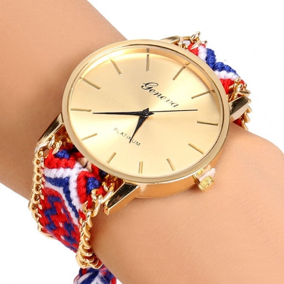 Handmade Braided Casual Women Friendship Bracelet Watch Round Dial Quartz Wrist Watch - May Your Fashion - 10