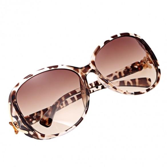 Fashion Unisex Oversize Lens Sunglasses Glasses Eyewear Plastic Frame Gold Trim Temple
