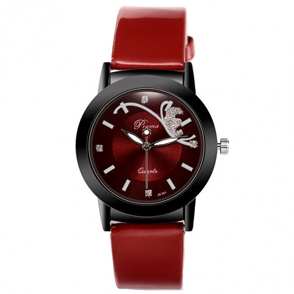 Fashion Classic Women Watch Round Dial Quartz Wristwatch Synthetic Leather Band - May Your Fashion - 6