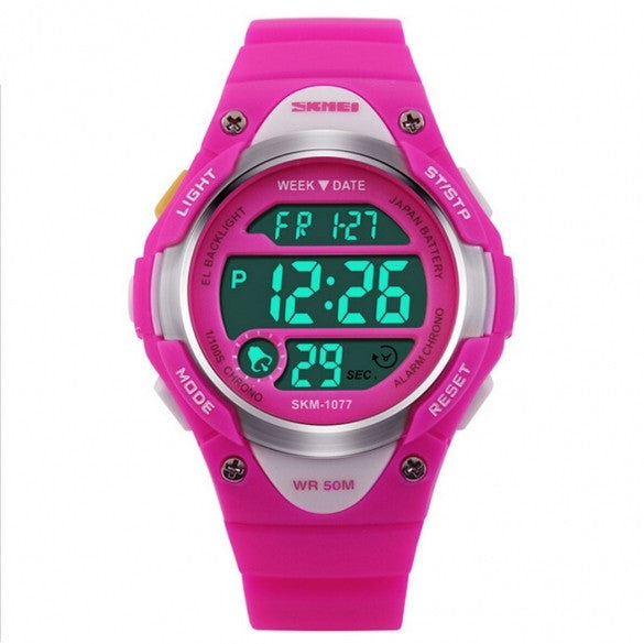 Kids Children Watch Waterproof Electronic LED Outdoor Sports Wrist Watch With Alarm, Calendar, Chronograph, Luminous