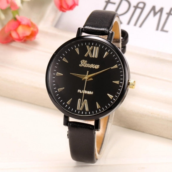 Fashion Women Thin Leather Belt Auartz Analog Wrist Watch - May Your Fashion - 2