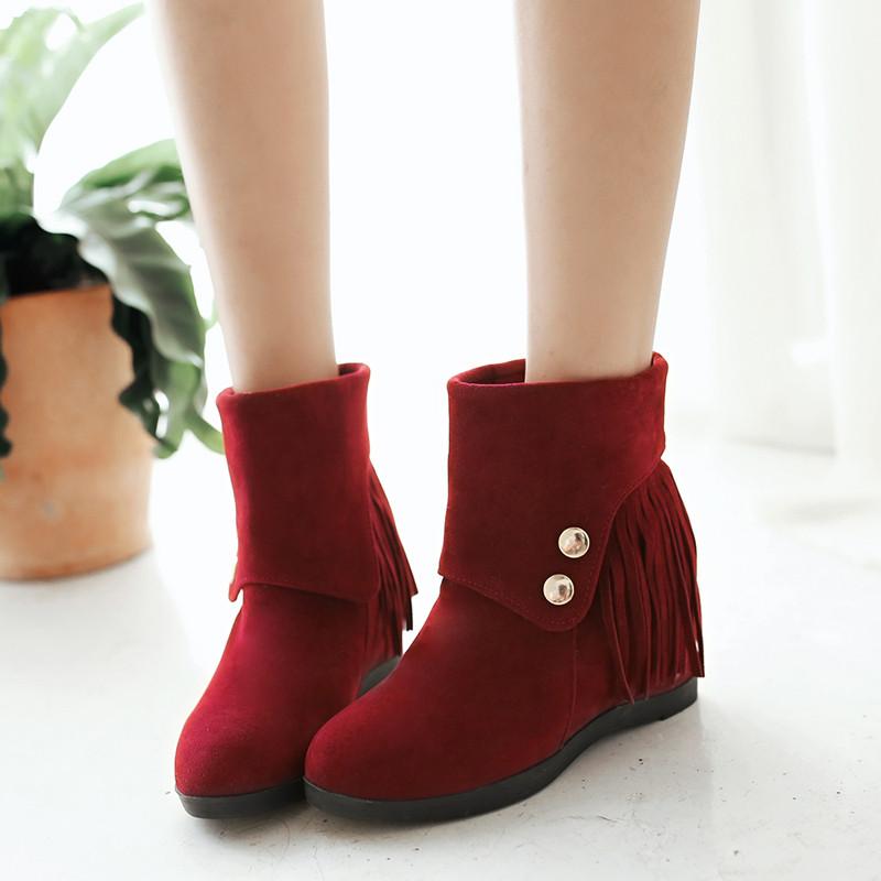 Korean Style Fringed Increased Short Boots Shoes