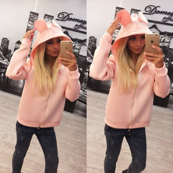 Solid Candy Color Zipper Cute Short Hooded Coat - May Your Fashion - 6