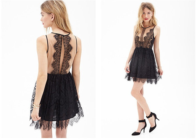 Sexy Lace Short Sleevees Short Dress