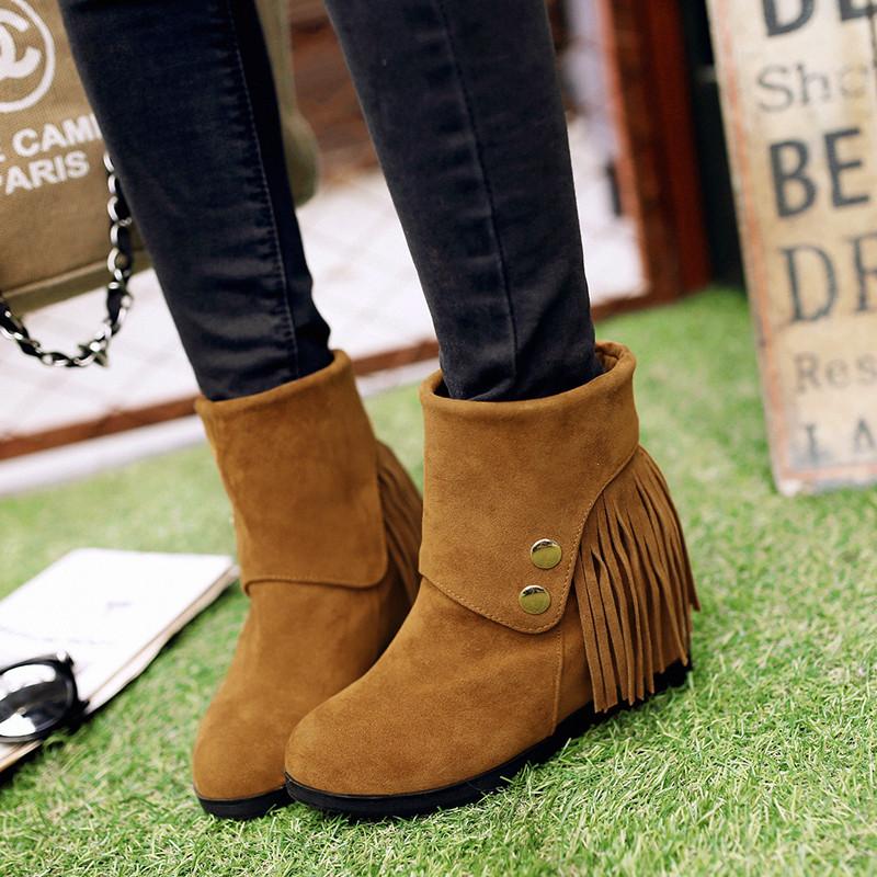 Korean Style Fringed Increased Short Boots Shoes
