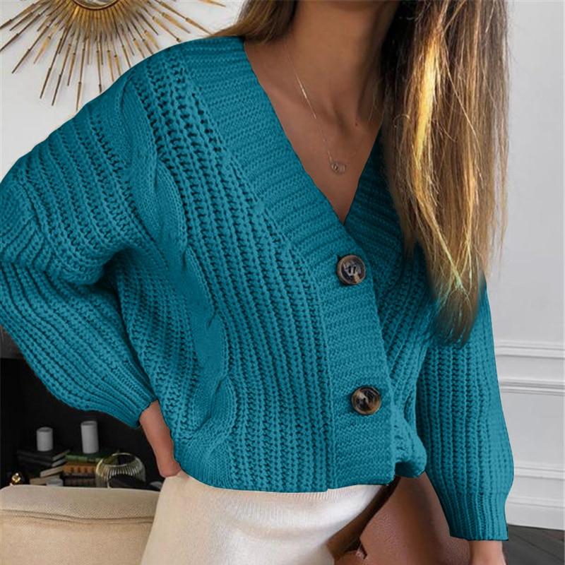 Knit Sweater Women Autumn Casual Long Sleeve Button Cardigan Knitted Sweaters Coat Femme Winter Warm Clothes