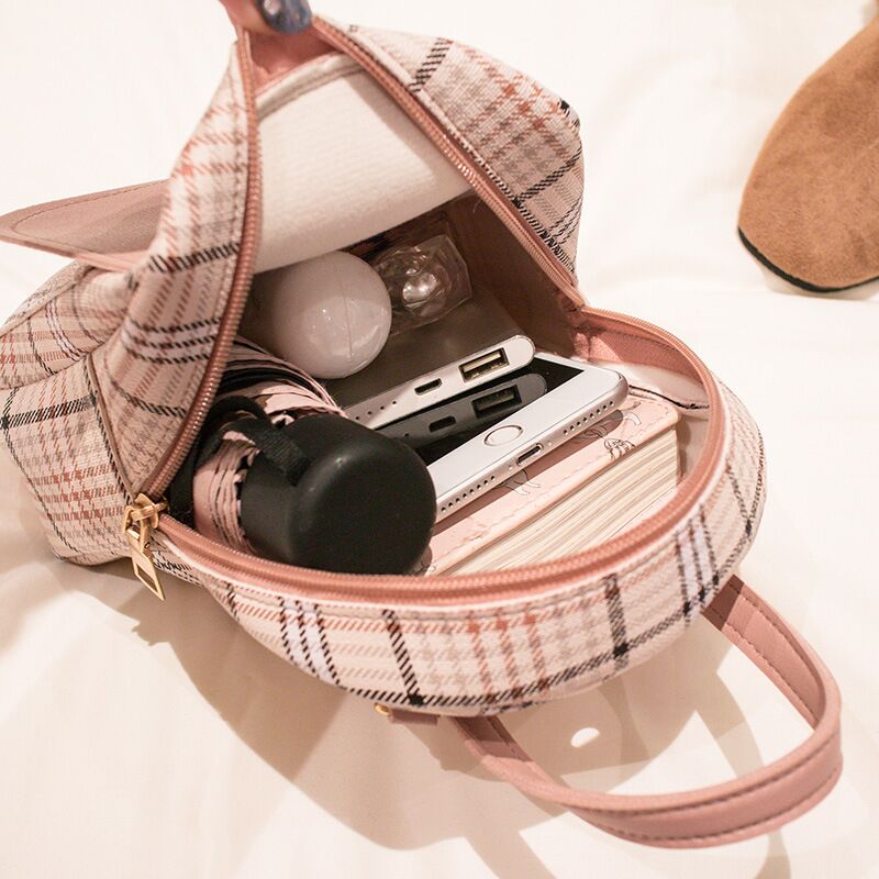 Mini Backpack Crossbody Bag For Teenage Girl Plaid Women Shoulder Phone Purse Korean Style New Trendy Female Bagpack