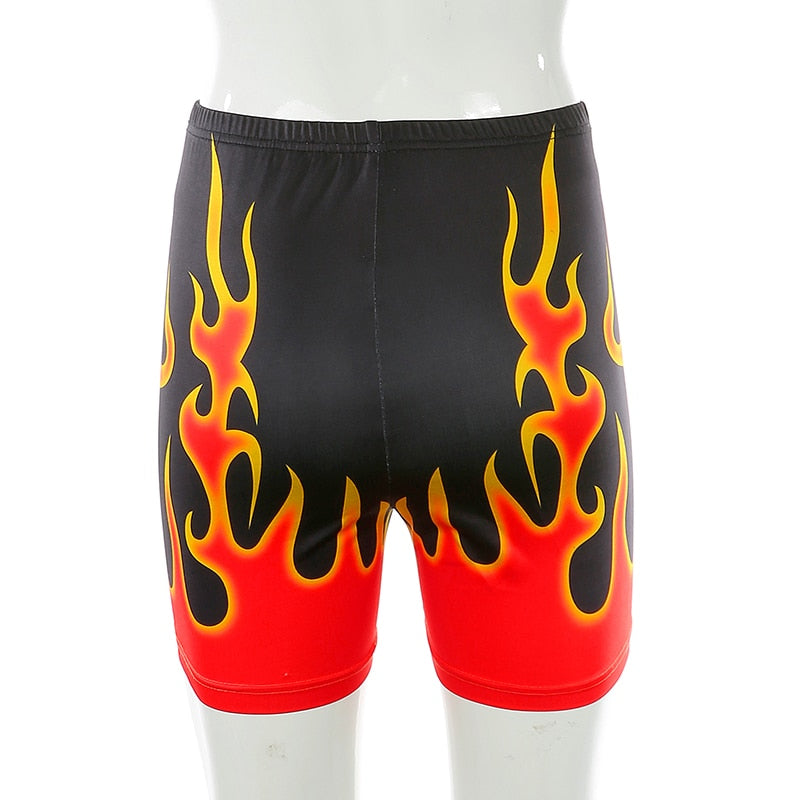 Sexy Flame Print High Waist Short Pants
