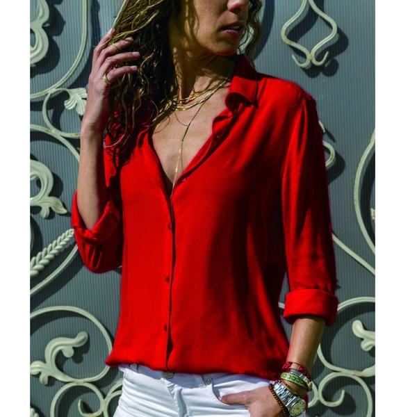 Women Basic Selling Button Solid Summer Long Sleeve Shirt Female Chiffon Women's Slim Clothing Plus Size Tops