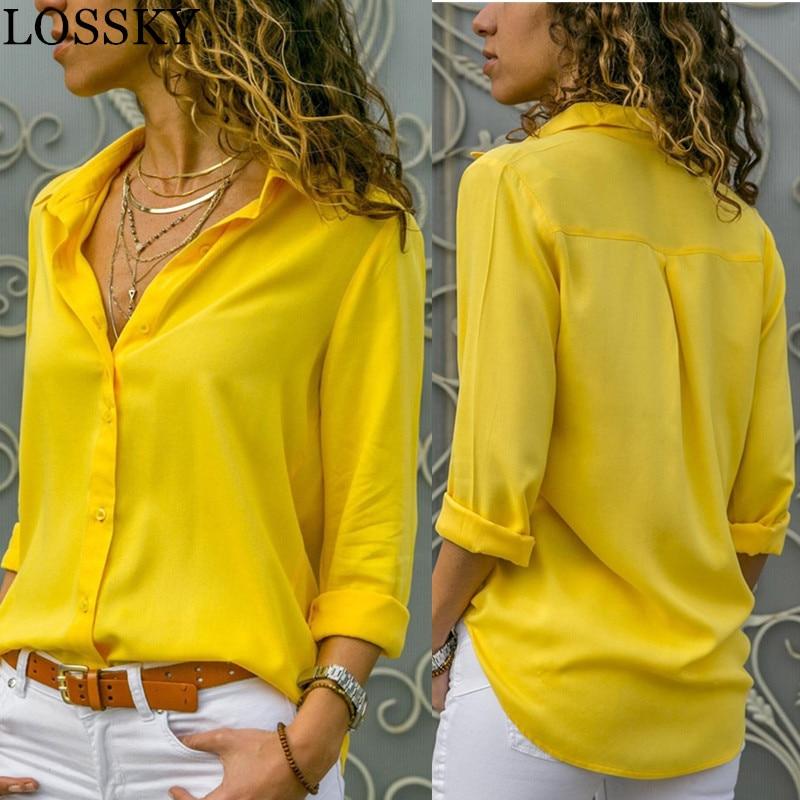 Women Basic Selling Button Solid Summer Long Sleeve Shirt Female Chiffon Women's Slim Clothing Plus Size Tops
