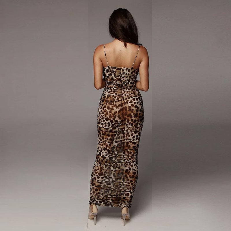 Sexy Printed Low Cut Backless Sling Dress