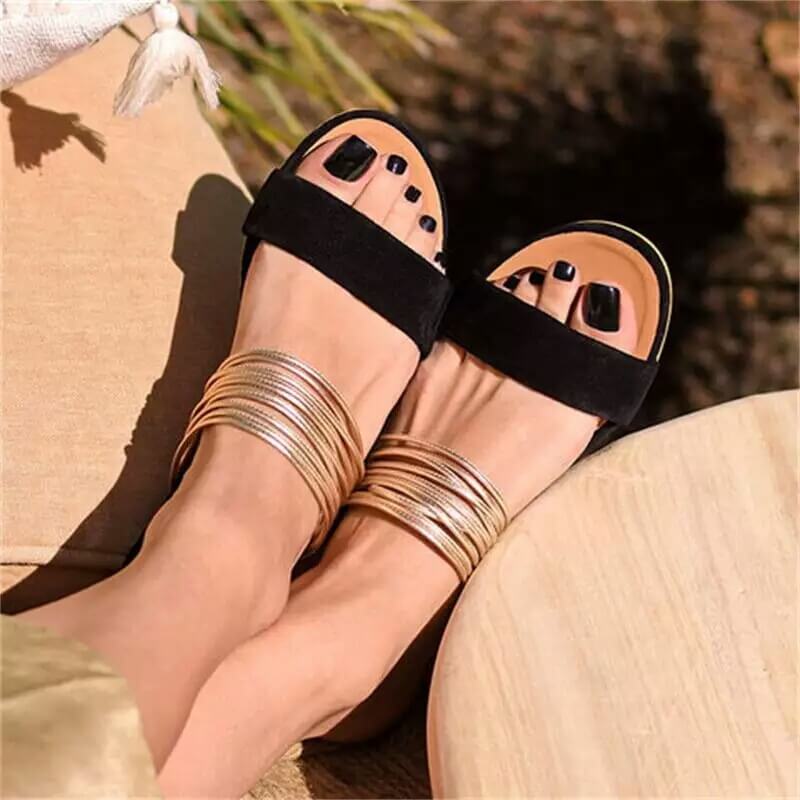 Summer Suede Low Heeled Open Toe Sandals