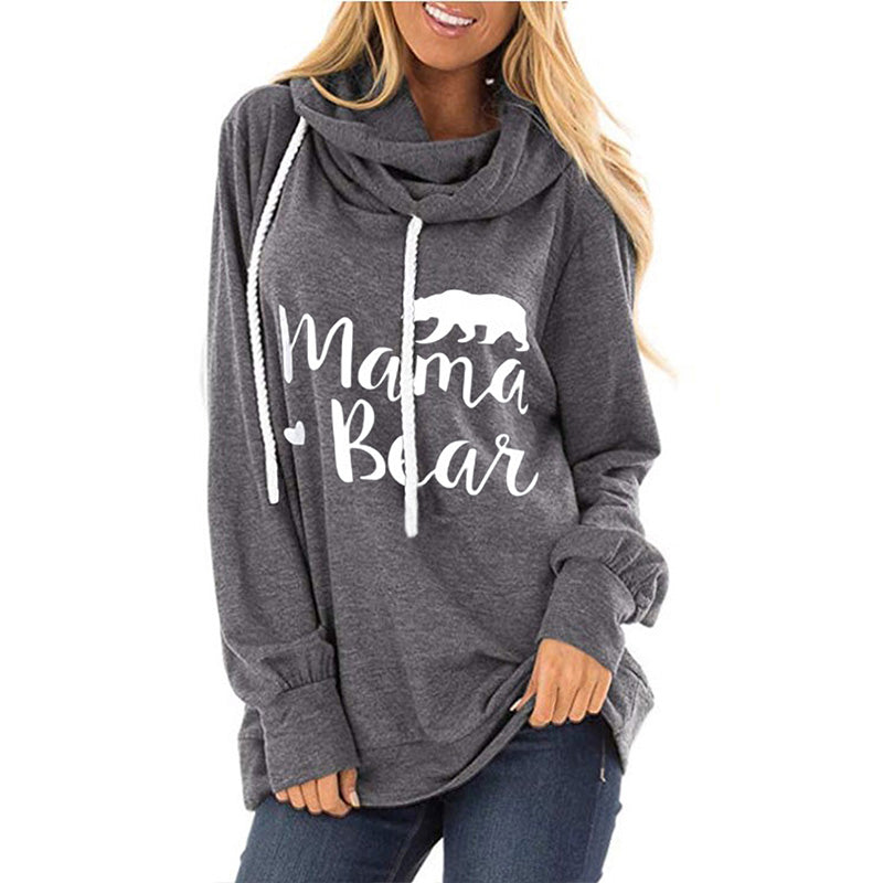 Pullover Drawstring Letter Print Loose Scarf Hoodies