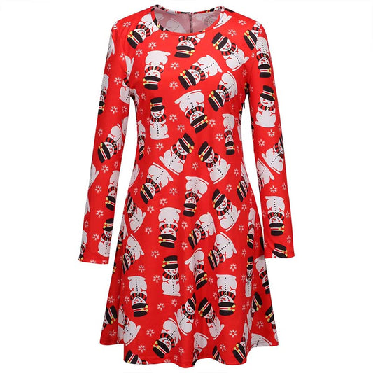 Plus Size Christmas Print Short Jumper Dress