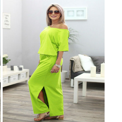Pure Color Scoop Short Sleeves Long Dress