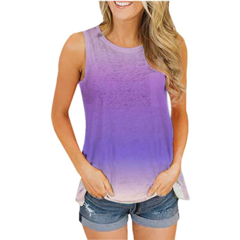 Summer Tie Dye Gradient Sleeveless Loose Tank Top T-shirts