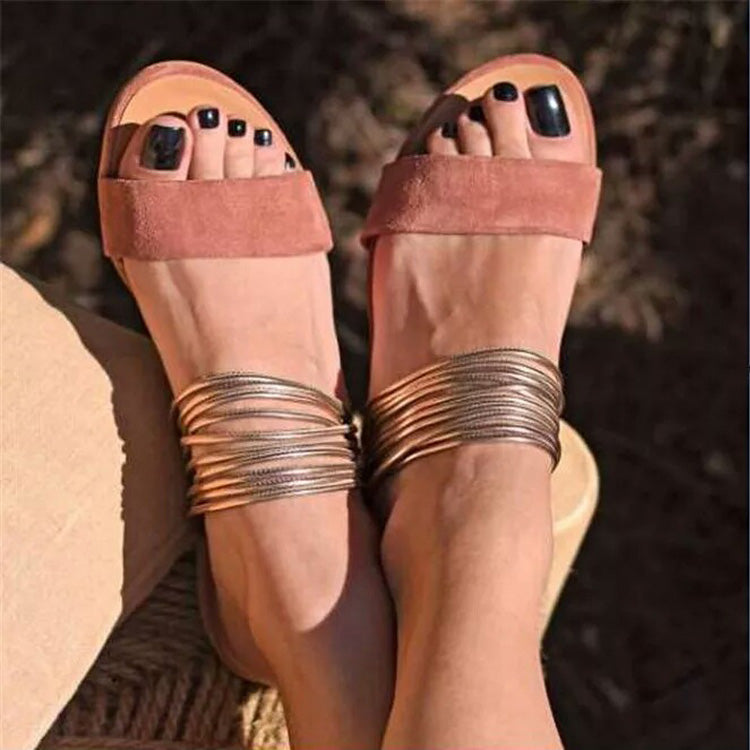 Summer Suede Low Heeled Open Toe Sandals