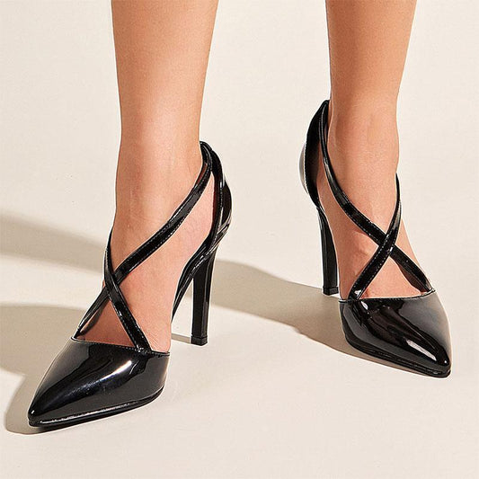 Sexy Black Patent Leather Pointed Toe High Heels