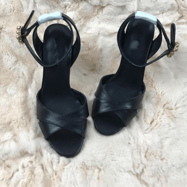 Summer Black Rhinestone Open Toe High Heel Sandals