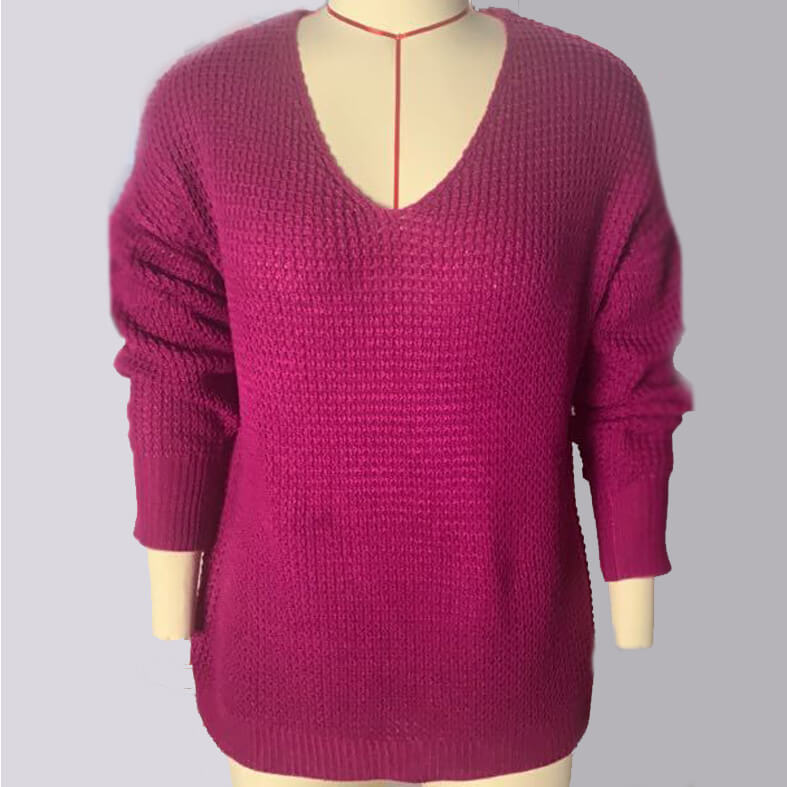 Oversized Pure Color V Neck Pullover Sweater