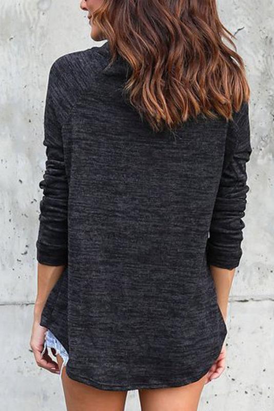 High Neck Long Sleeves Casual Loose Blouse