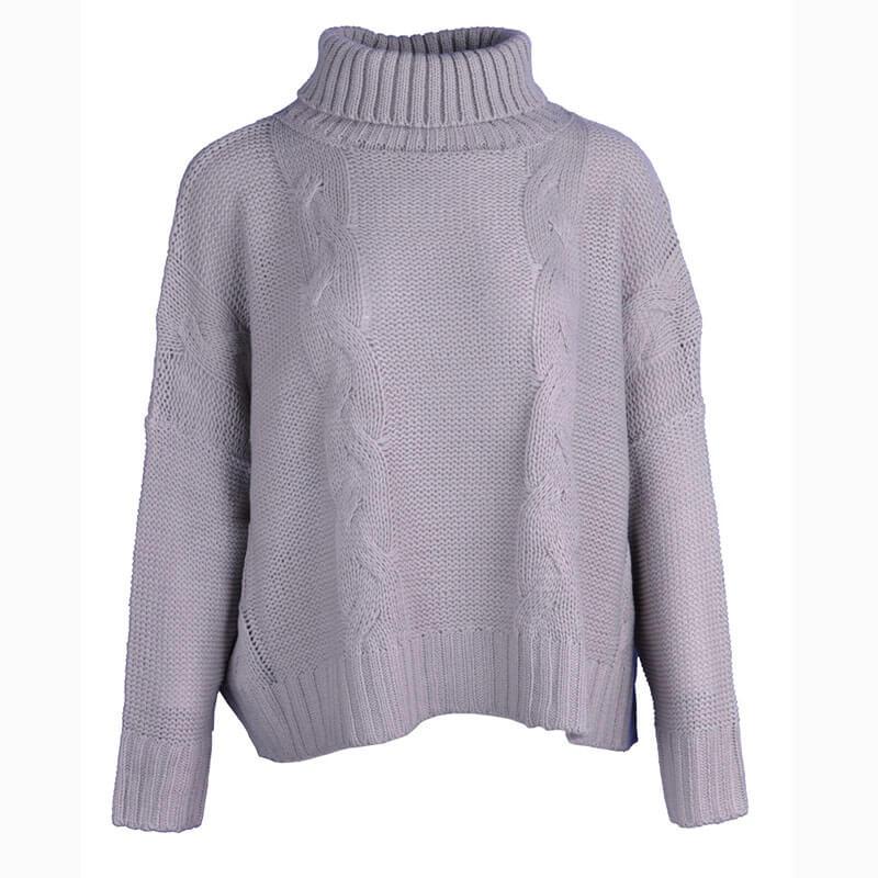 Cable Knitted Batwing Turtleneck Pullover Sweater