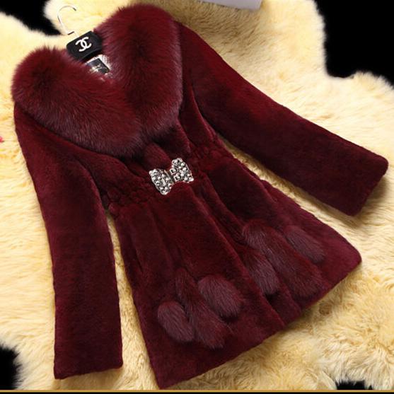 Big Faux Fur Collar Patchwork Oversized Women Teddy Coat