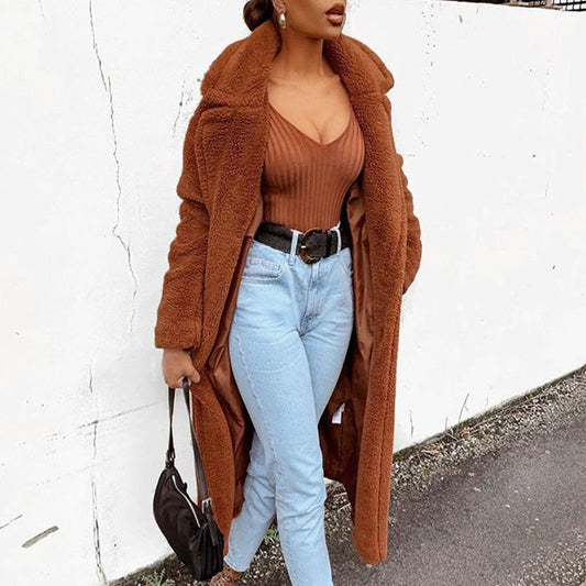 Brown Oversize Thick Teddy Coat