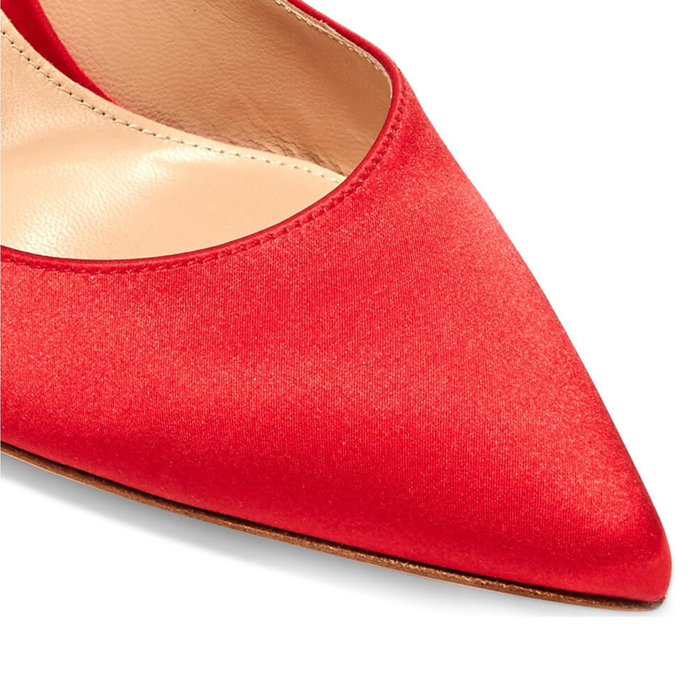 Red Cloth Point Toe Solid Stiletto Heel Pumps