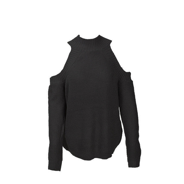 Scoop Bear Shoulder Pure Color Long Sleeves Regular Sweater