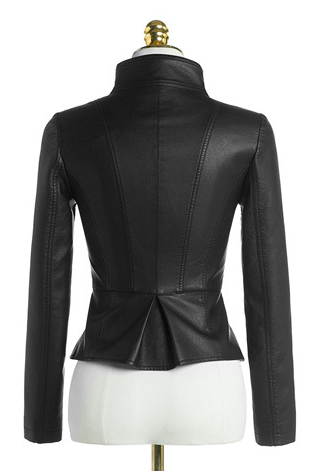 PU Zipper Plus Stand Collar Size Short Jacket - Meet Yours Fashion - 7