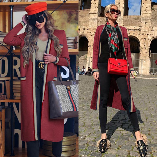 Open Front Line Colorblock Coat