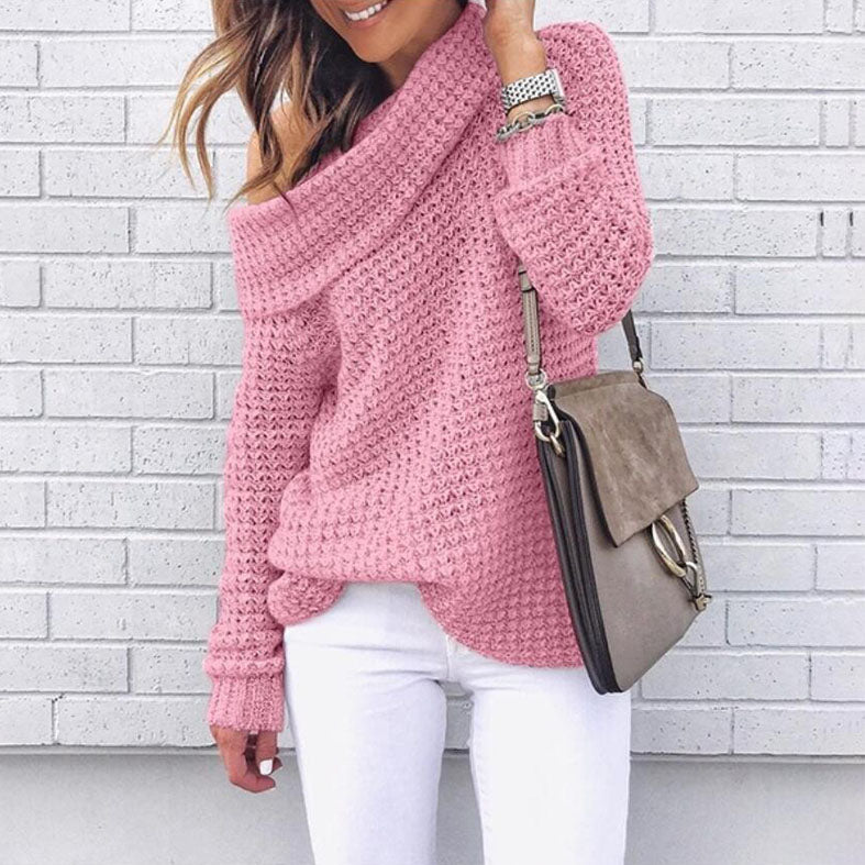 Oversize Turtleneck Crochet Pullover Sweater