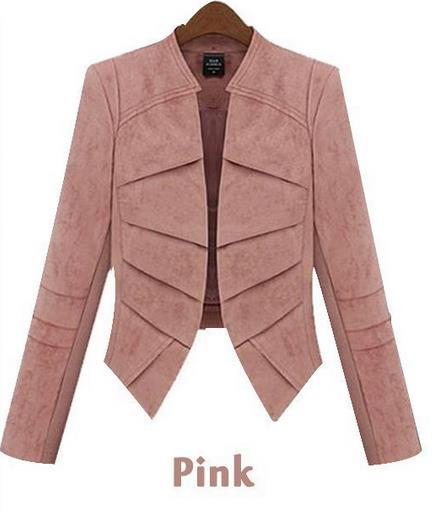 Irregular Shirring V-neck Long Sleeves Imitation Fur Blazer Coat - Meet Yours Fashion - 6