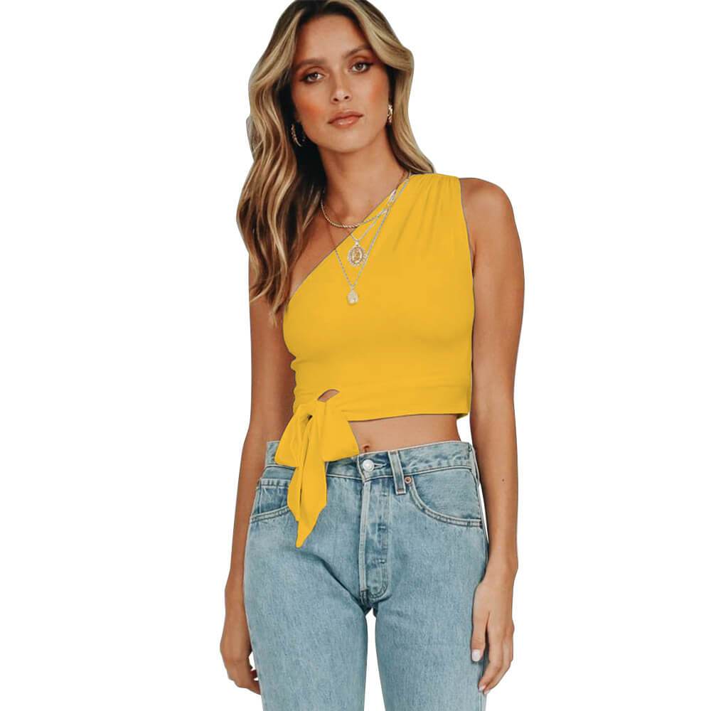 One Shoulder Straps Crop Top