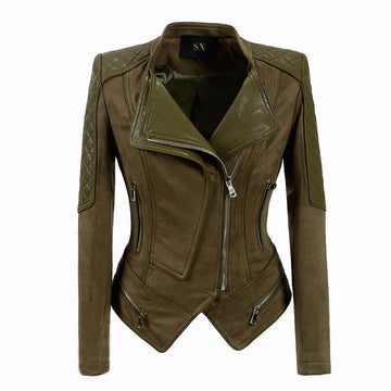 Neutral Leather Splice Moto Jacket