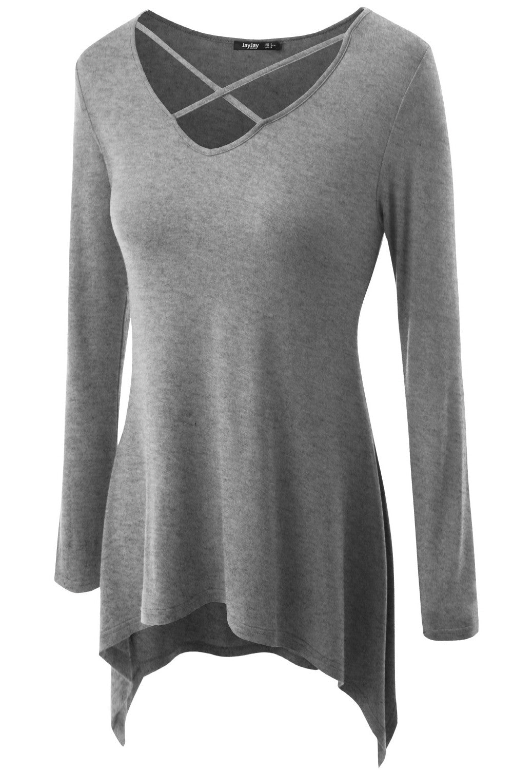 V-neck Irregular Pure Color Short Sleeves Plus Size Long T-shirt