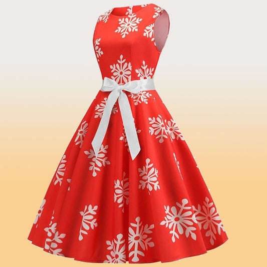 Retro Christmas Snowflakes Sleeveless Dress