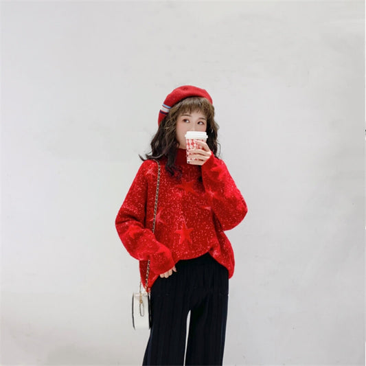 Christmas Mock Neck Pullover Sweater