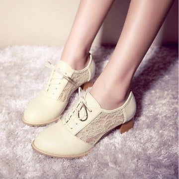 Classic Lace Up Lace Mesh High Heel Shoes