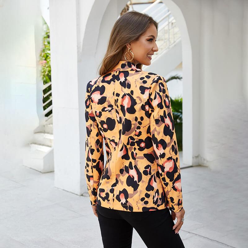 Slim One Button Leopard Blazer