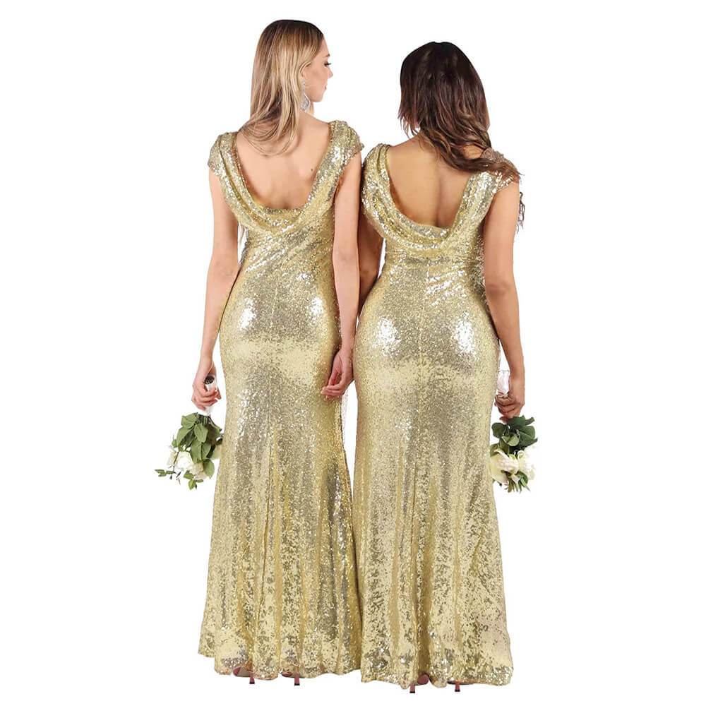 Golden Sequins Bodycon Maxi Dress