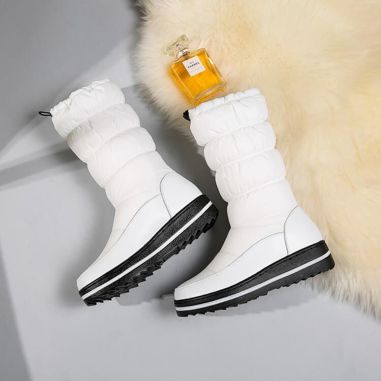 Platform Flat Round Toe Calf Snow Mid Boots
