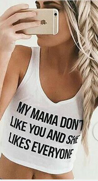 Scoop Letters Spaghetti Strap Sexy Crop Tops Vest - May Your Fashion - 2