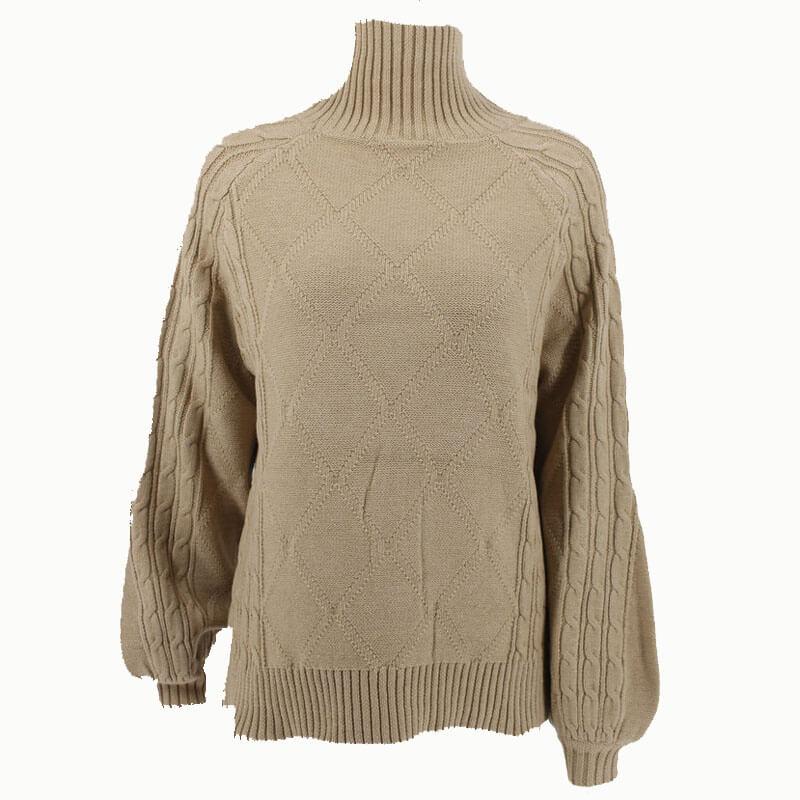 Turtlenenck Geometric Cropped Sweater