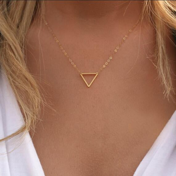 Metal Hollow Triangle Short Necklace