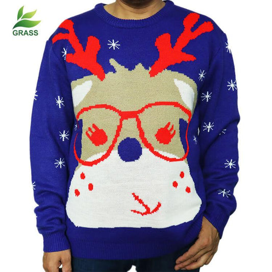 Ugly Christmas Reindeer Crewneck Knit Sweater